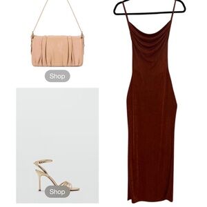 Edikted Red Cowl Neck Sleeveless Slip Dress